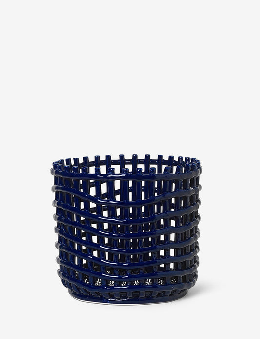CERAMIC BASKET LARGE BLUE
