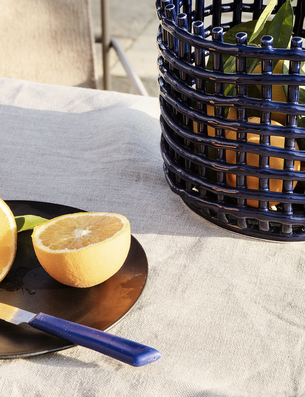 CERAMIC BASKET LARGE BLUE