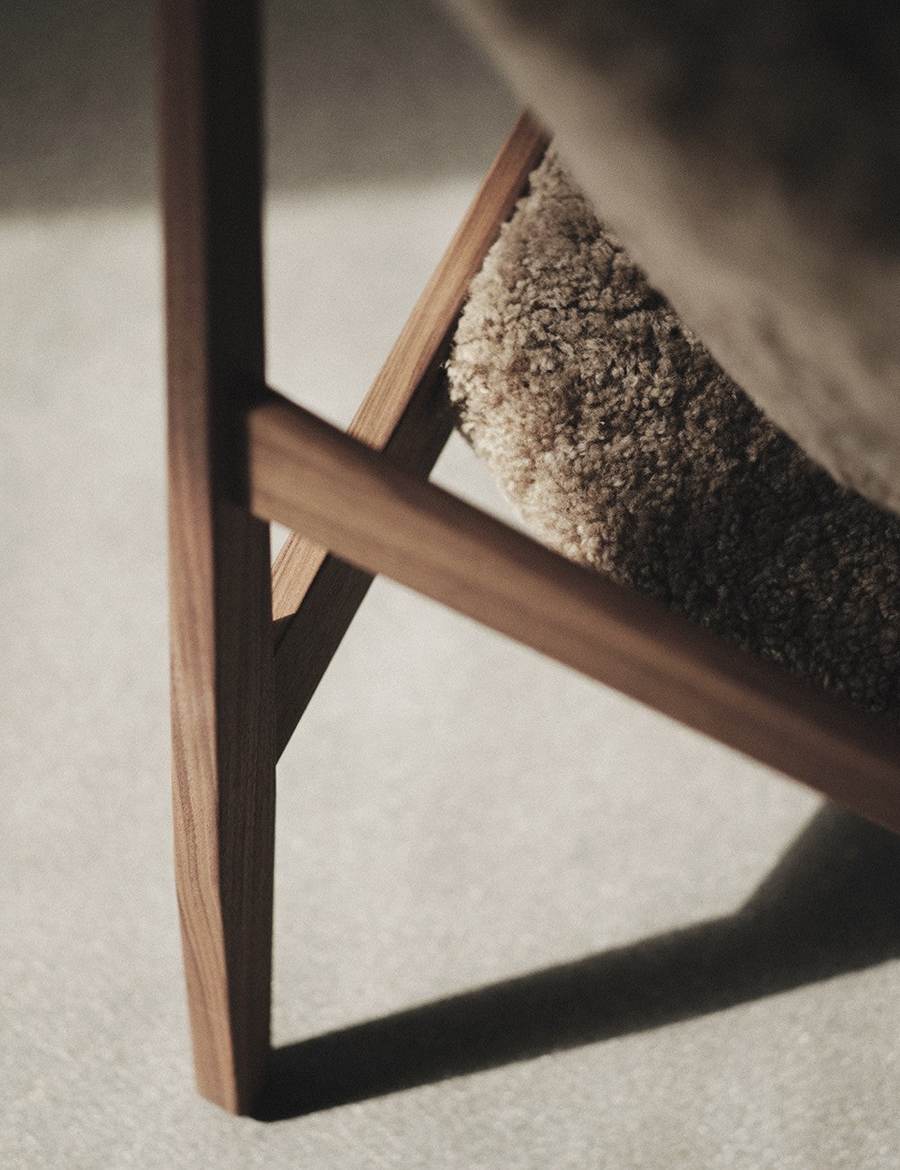 poltrona da lavoro a maglia in pelle di pecora