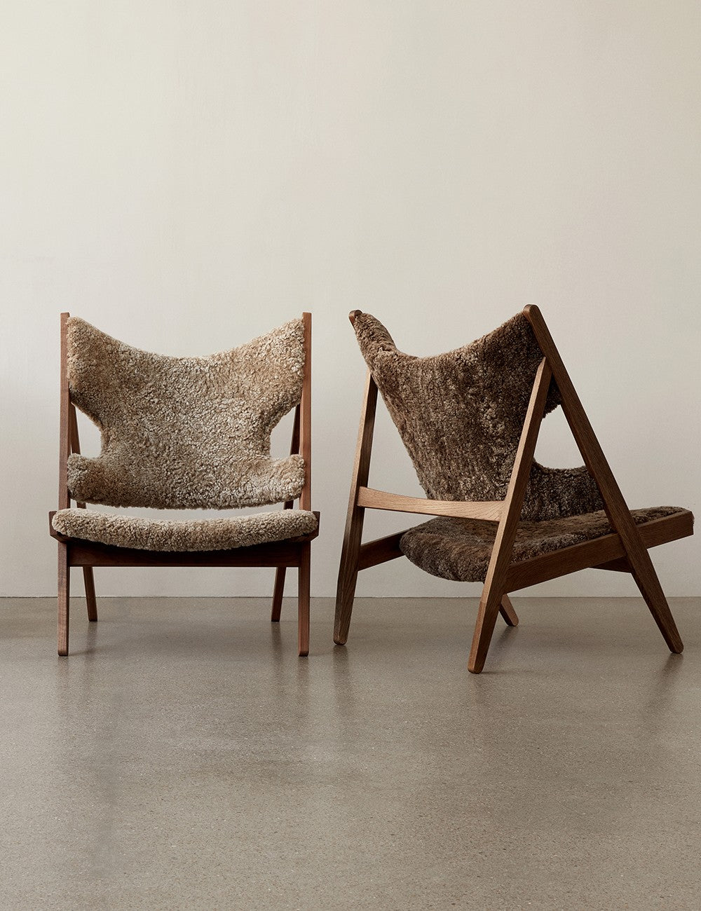 knitting lounge chair sheepskin