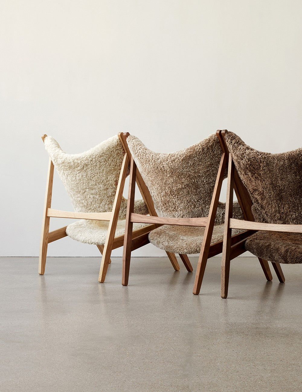 knitting lounge chair sheepskin