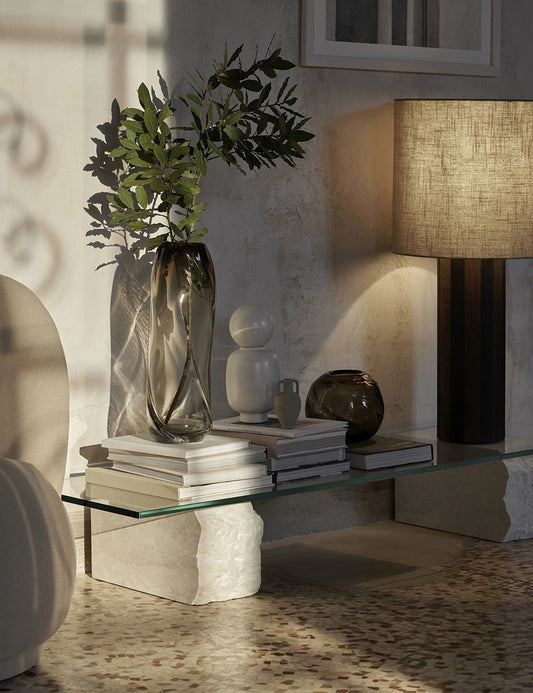 table d'exposition de minéraux