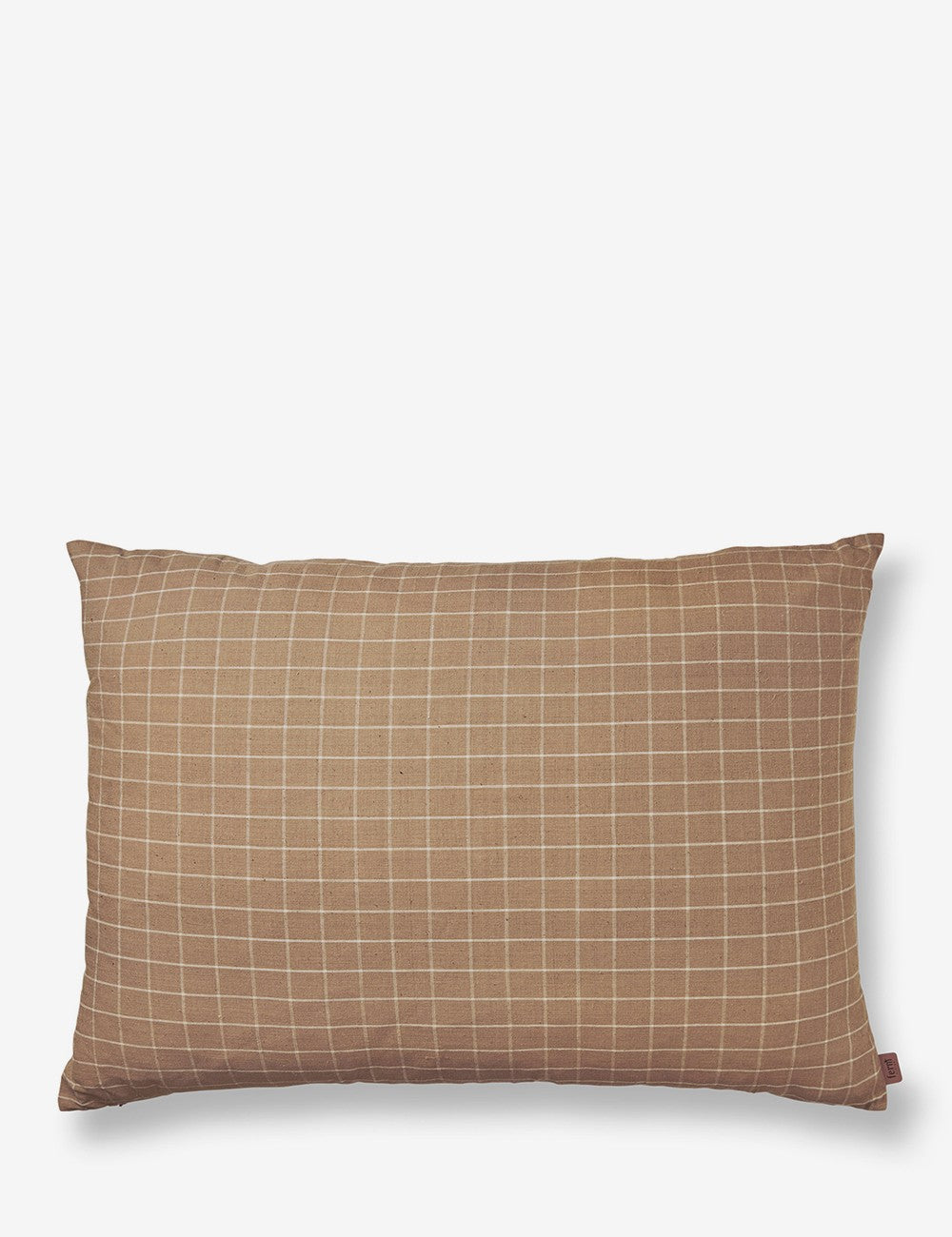 cuscino a quadri in cotone marrone