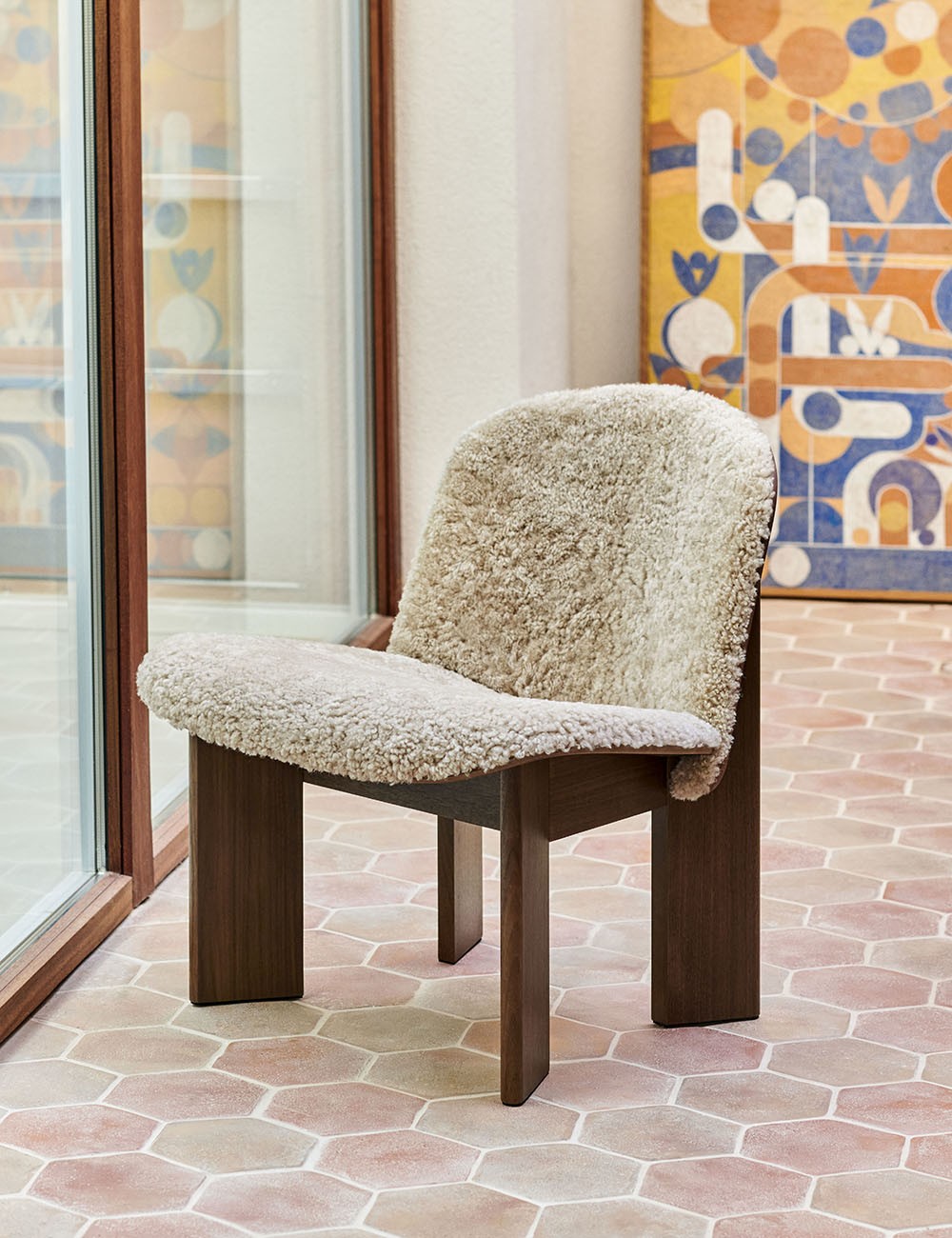 Chaise longue Chisel en peau de mouton