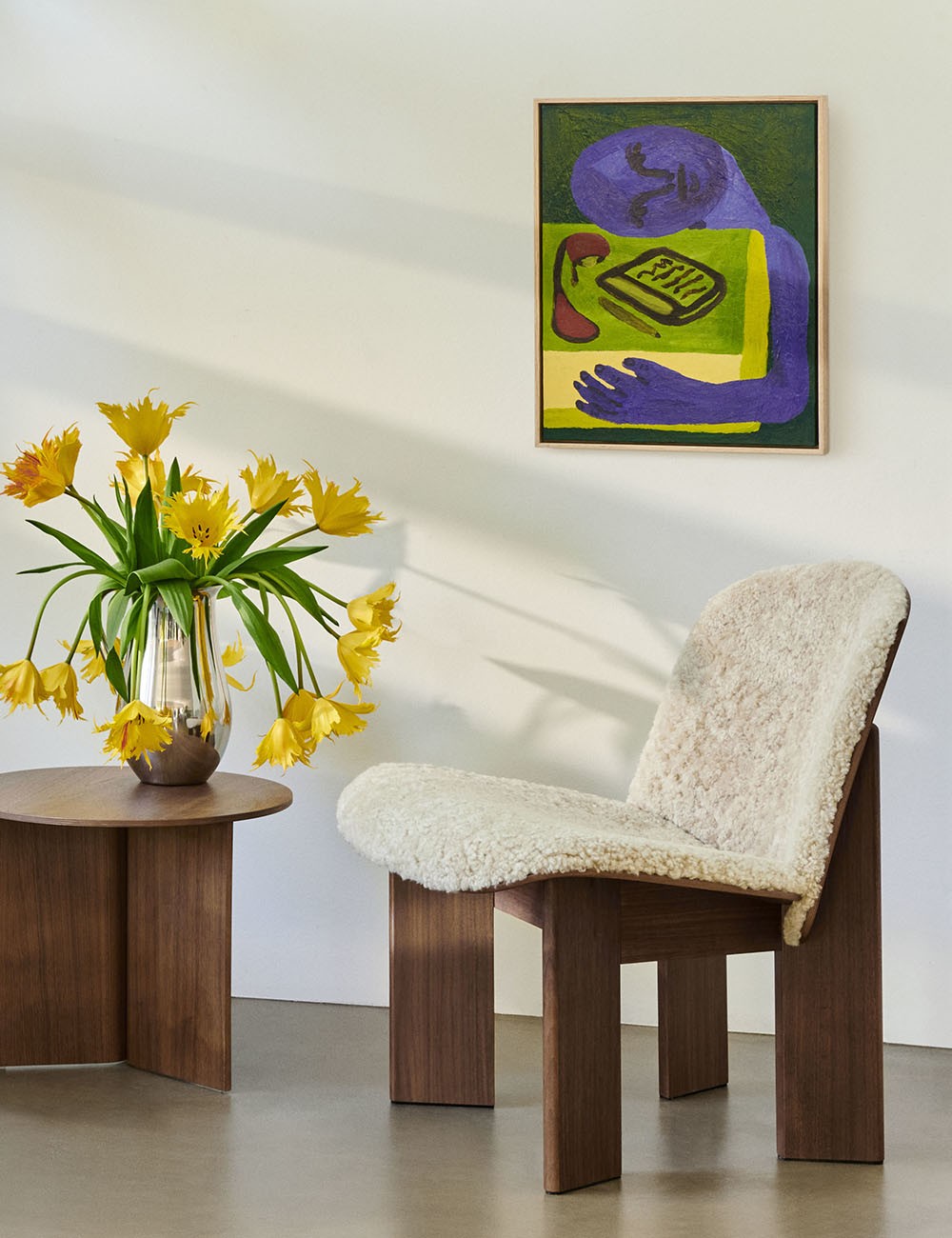 Chaise longue Chisel en peau de mouton