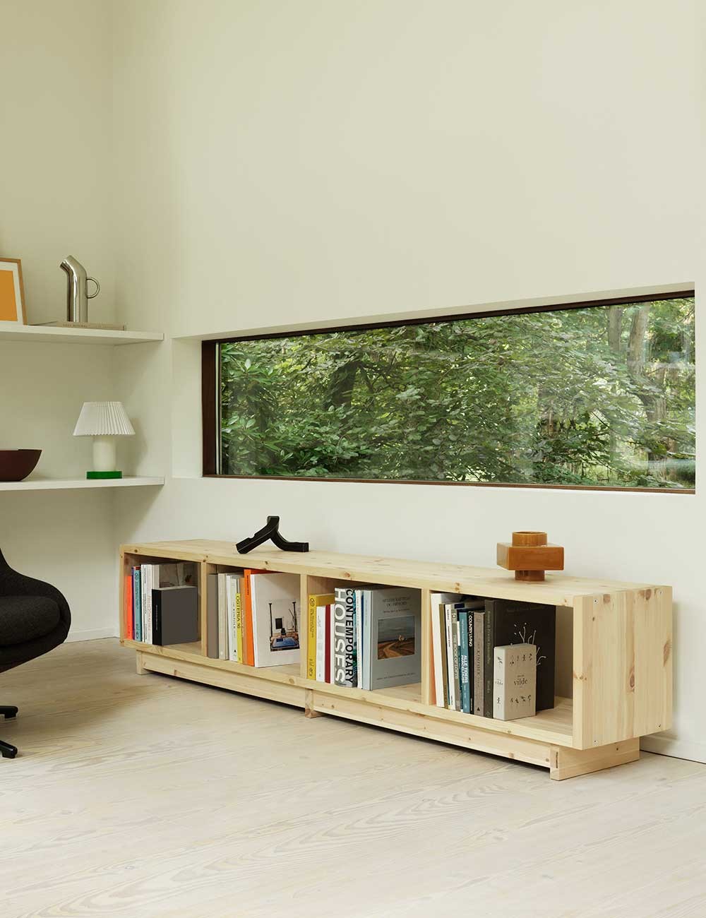 plank bookcase low