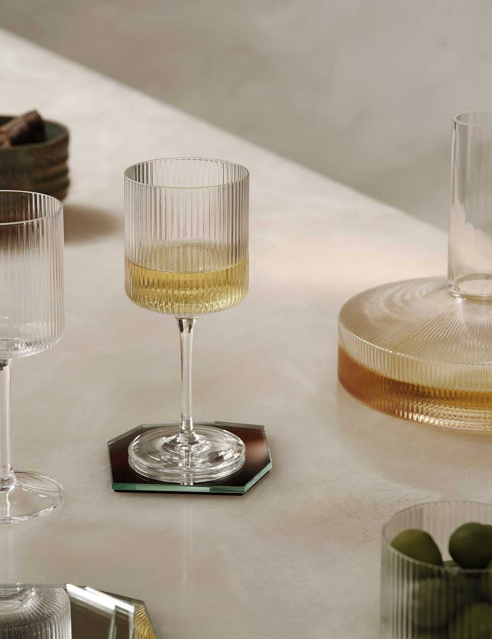 Bicchiere da vino bianco ondulato, set da 2