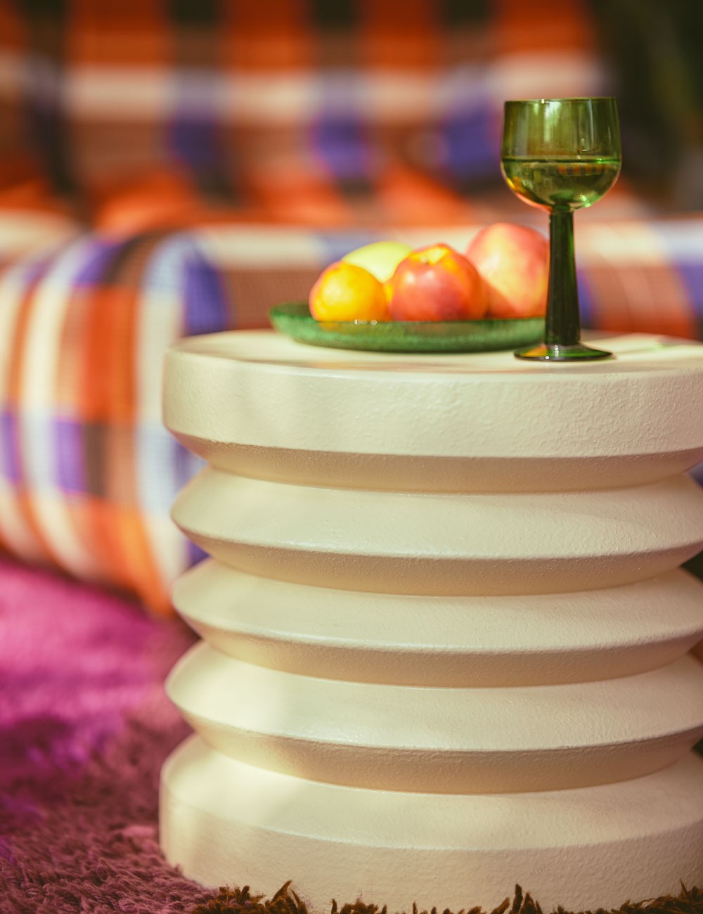 stoneware side table cream