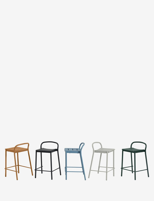 linear steel counter stool