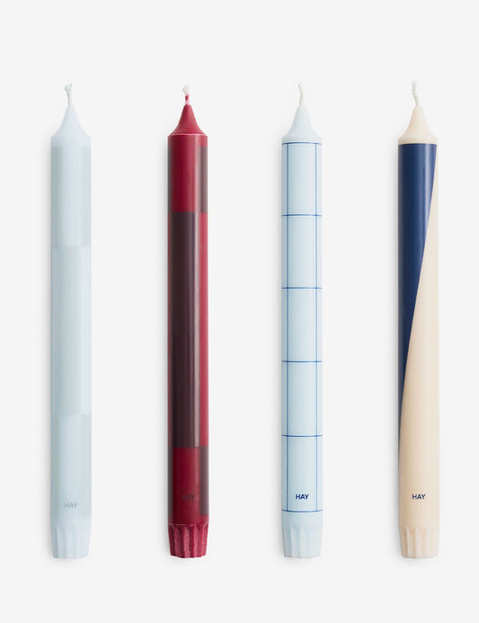 conjunto com 4 velas azuis/bordô