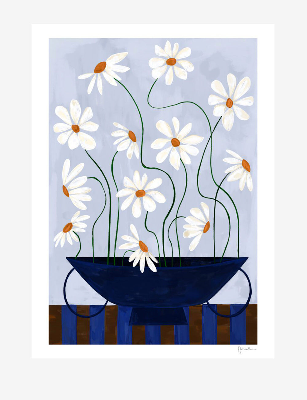 Daisies in blue vase