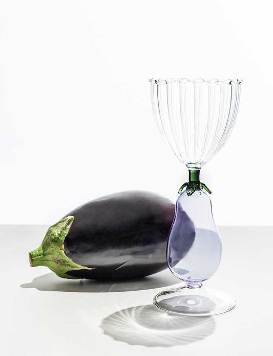 Eggplant optical stemmed glass