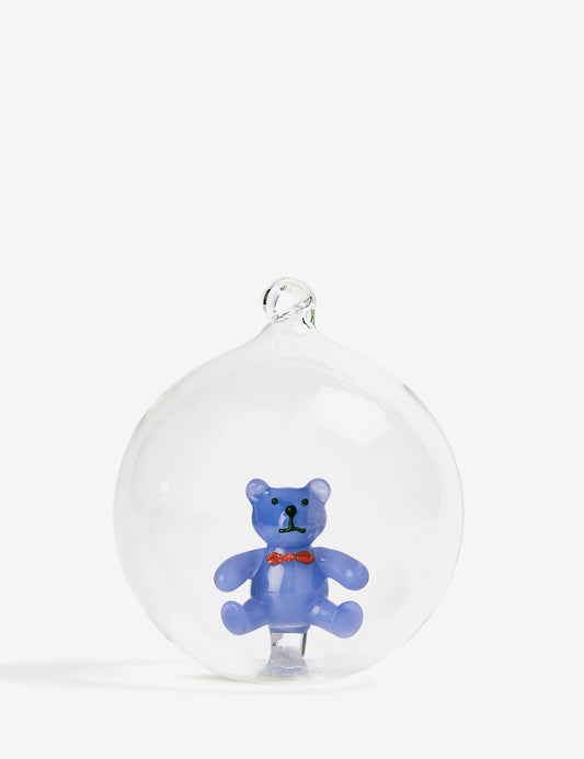 Blue teddy christmas ball 