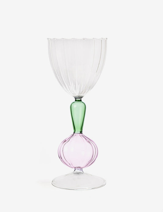 Spring onion optical stemmed glass