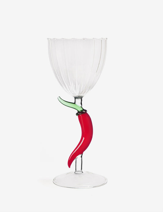 Chili pepper optical stemmed glass