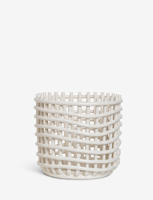 CERAMIC BASKET LARGE OFF WHITE