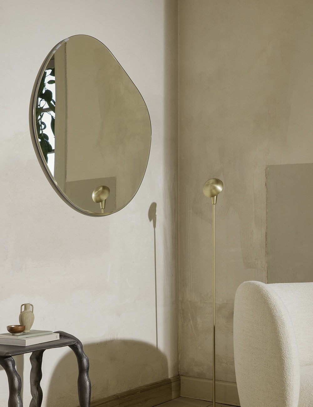 Miroir Pond XL en chrome foncé