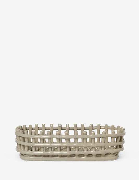 CERAMIC BASKET OVAL CASHMERE