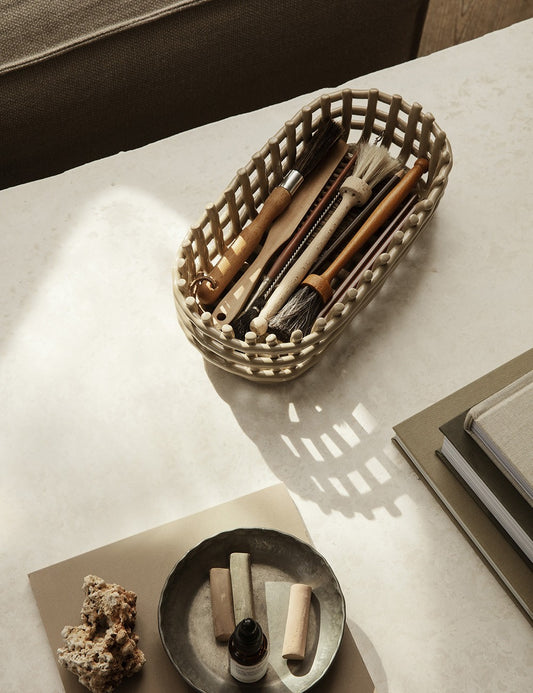 CERAMIC BASKET OVAL CASHMERE