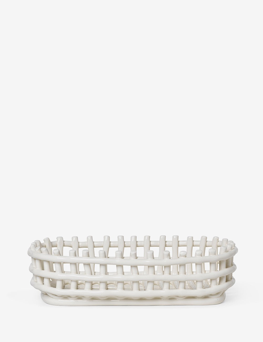 CERAMIC BASKET OVAL OFF WHITE