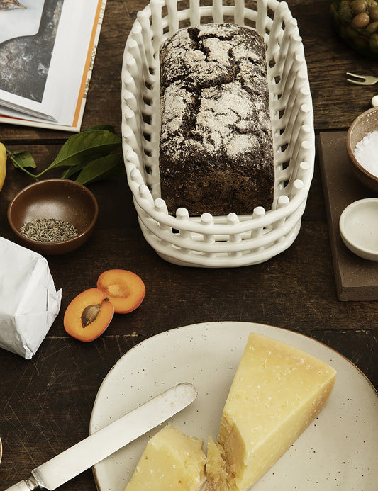 CERAMIC BASKET OVAL OFF WHITE