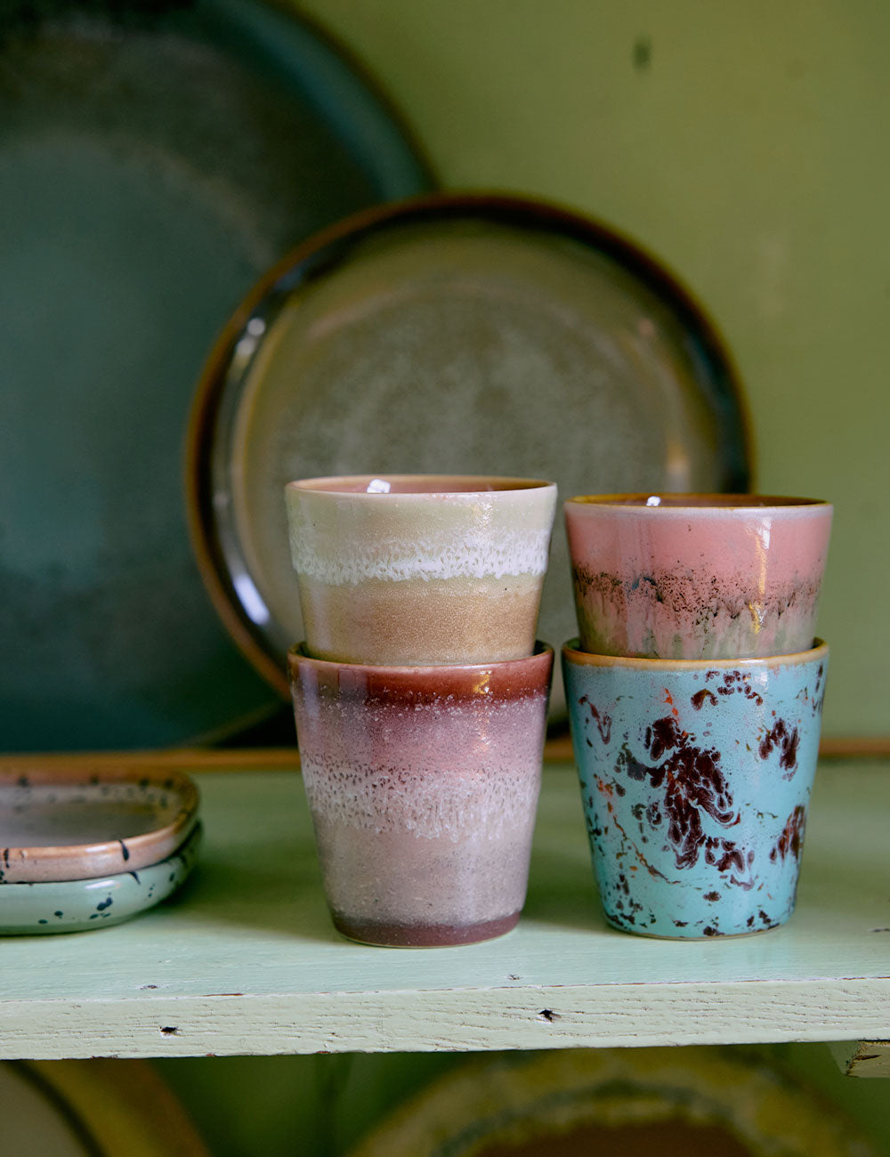 Mugs ristretto en céramique des années 70, lot de 4