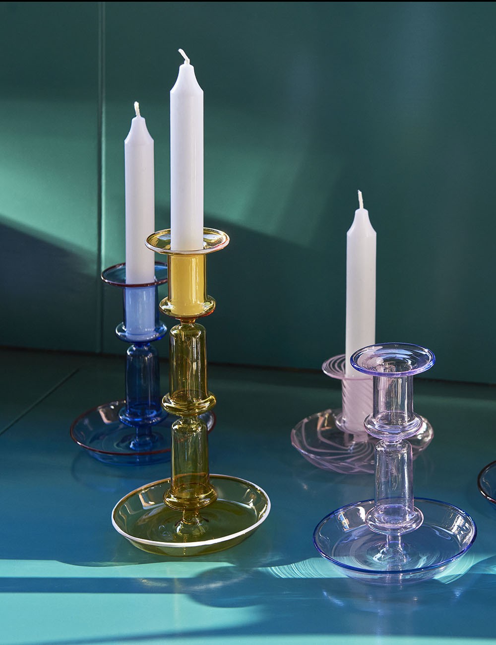 FLARE CANDLE HOLDER BLUE STRIPE