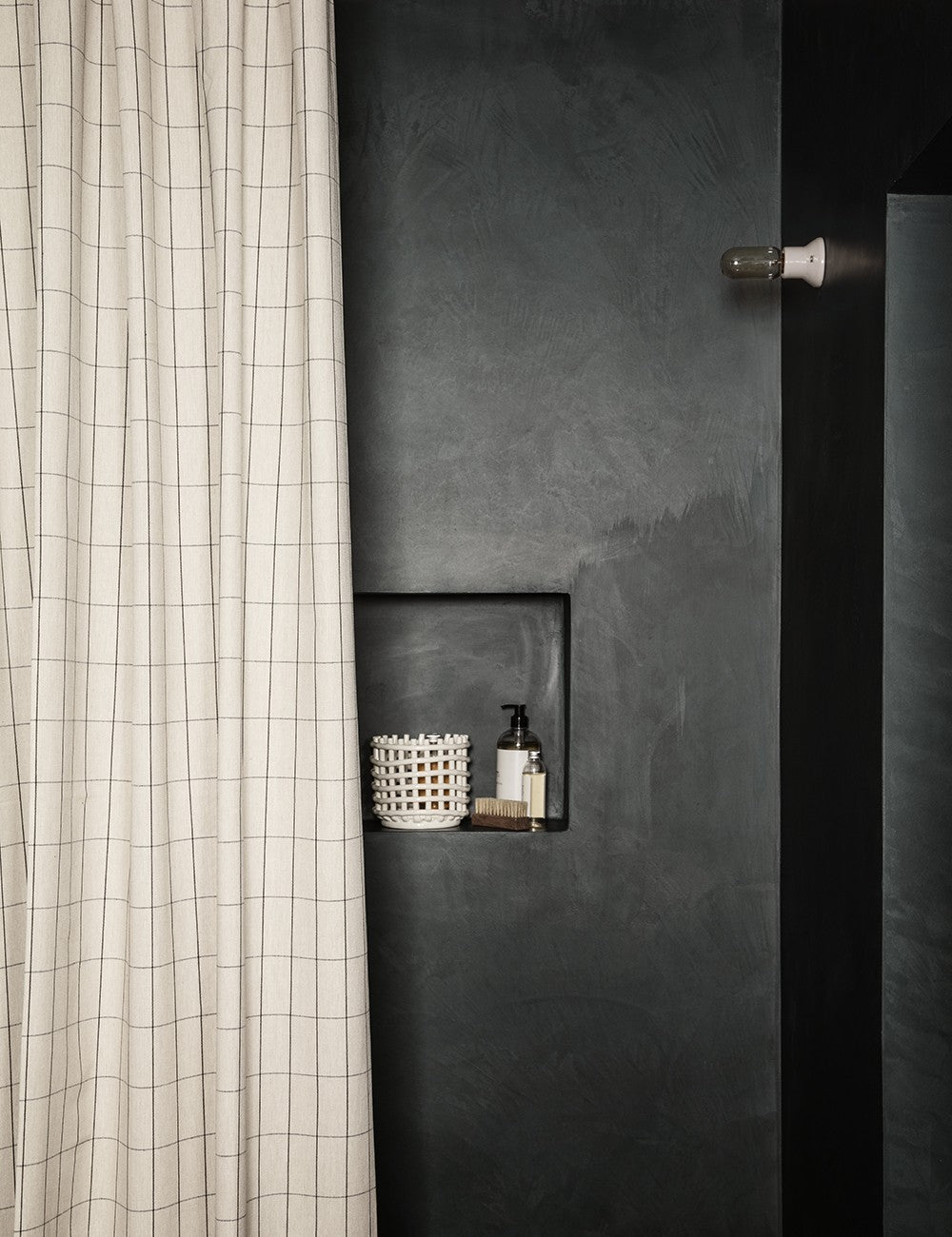 rideau de douche en chambray