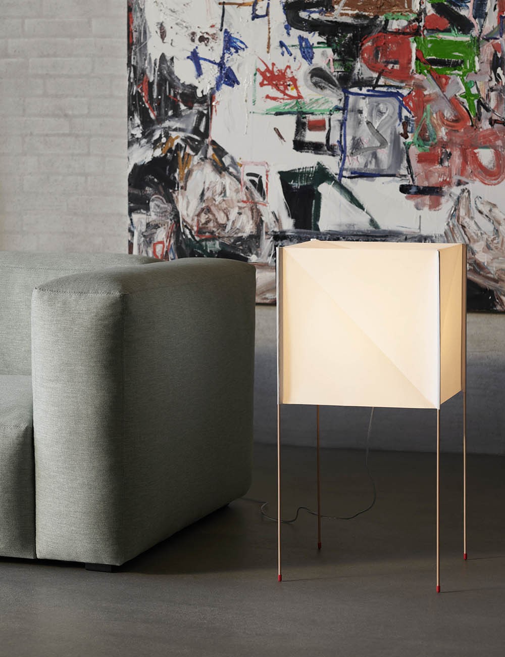 lampada da terra a cubo di carta