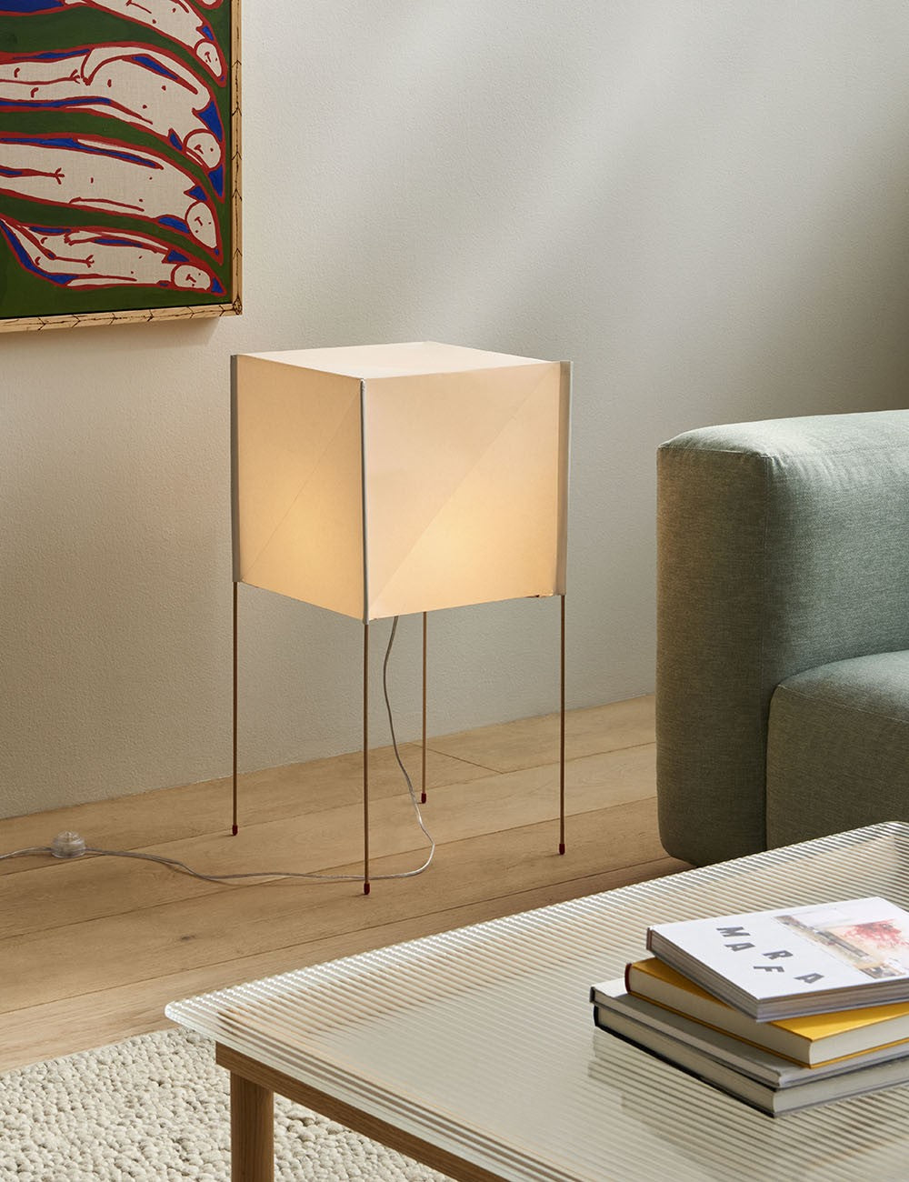 lampada da terra a cubo di carta