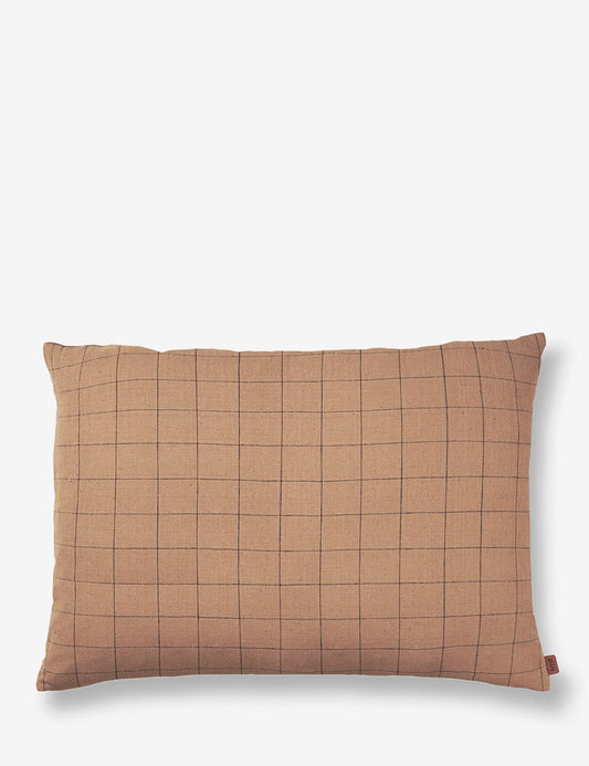 cojín brown cotton grid