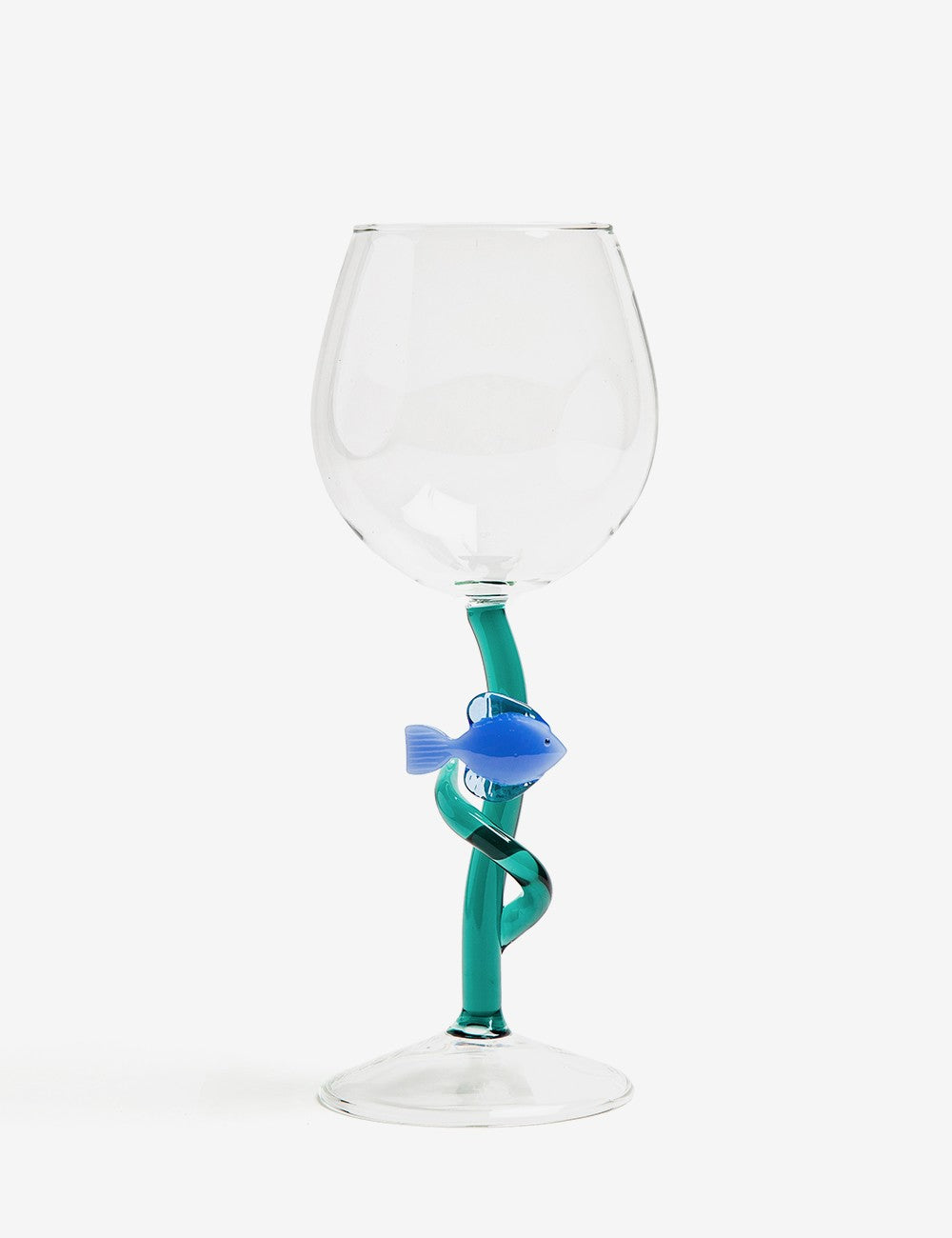 stemmed glass blue fish