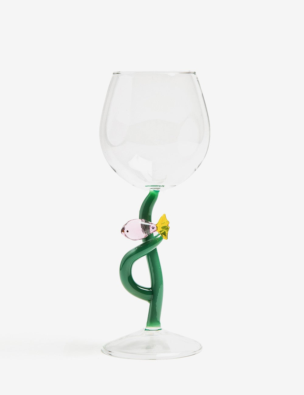 STEMMED GLASS PINK FISH