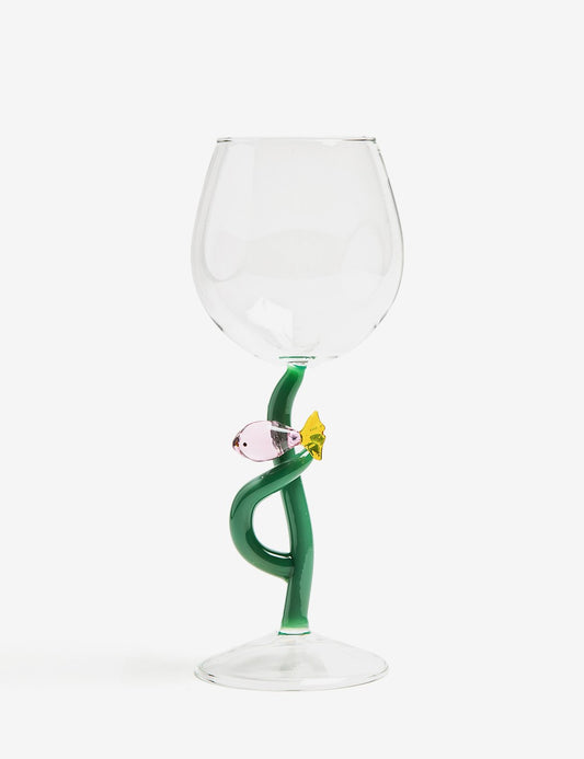 STEMMED GLASS PINK FISH