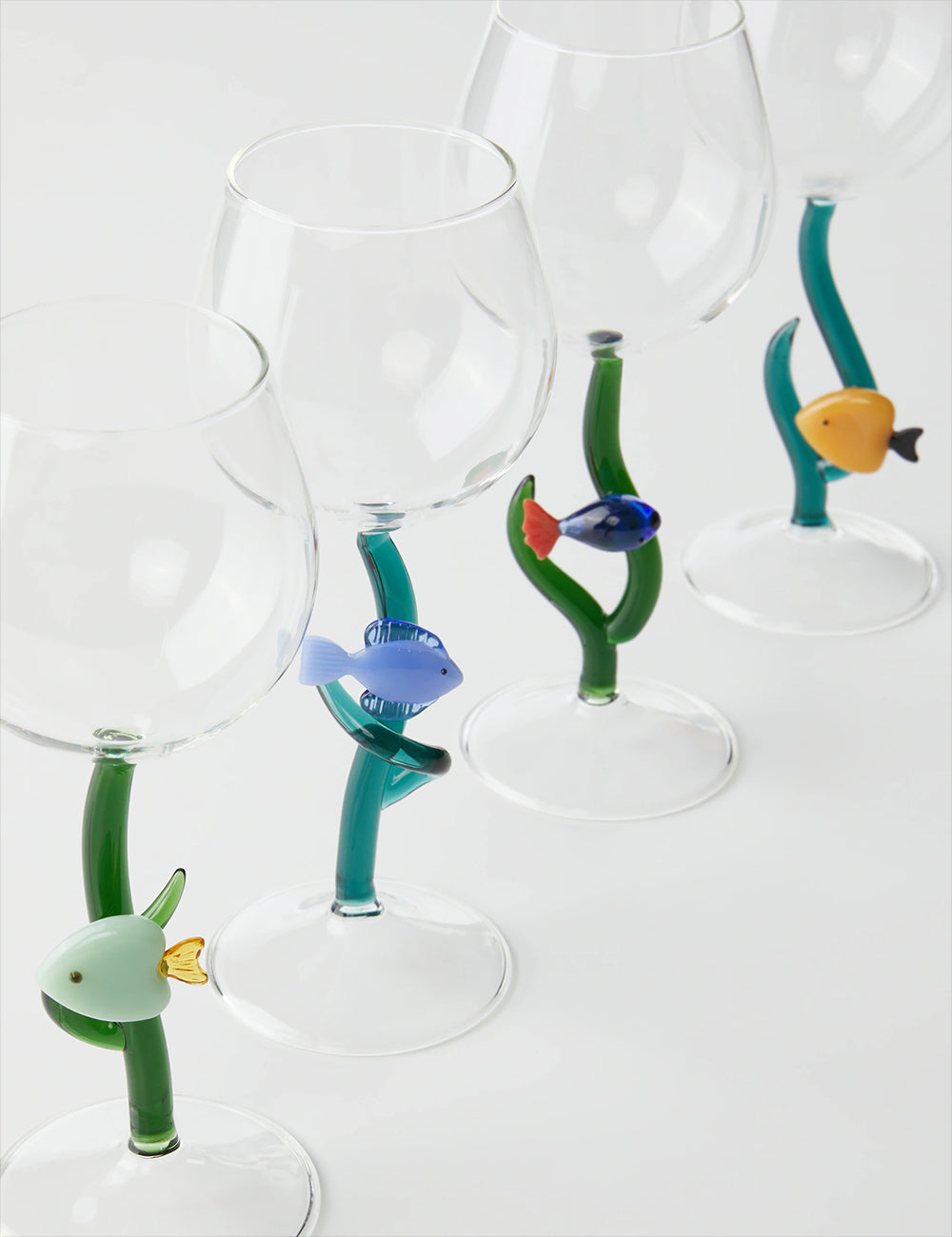 STEMMED GLASS YELLOW FISH
