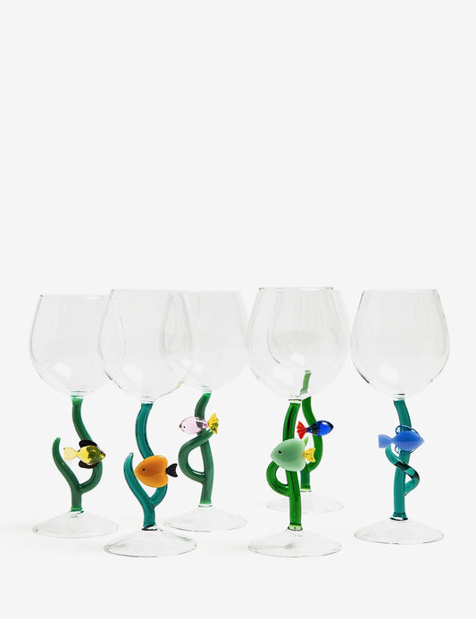 STEMMED GLASS YELLOW FISH