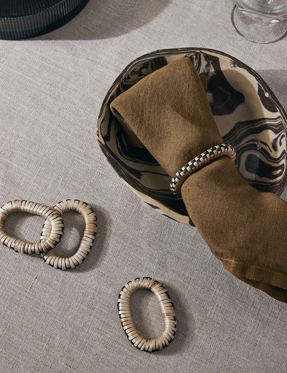 WEAVE NAPKING RINGS 4 SET