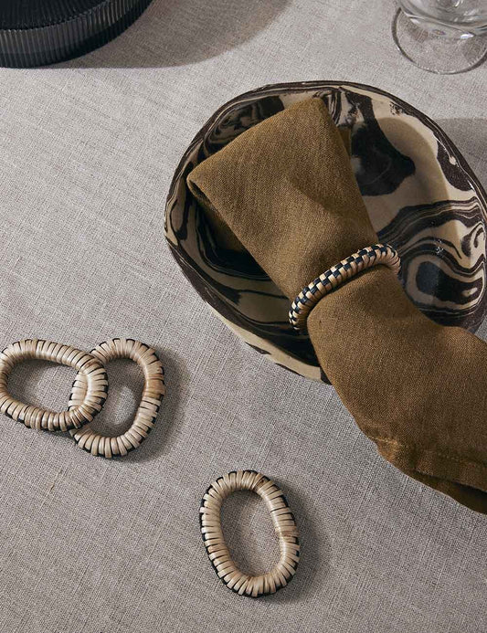 anelli per tovaglioli intrecciati, set da 4