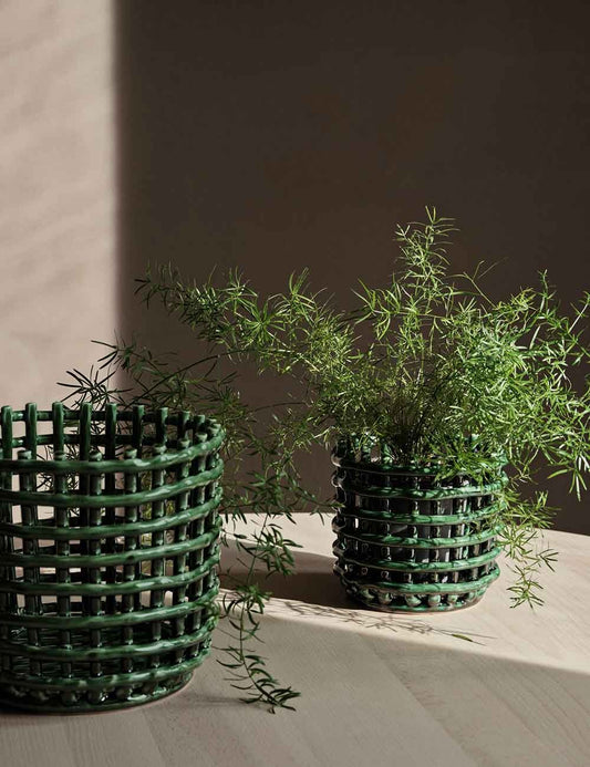 CERAMIC BASKET GREEN
