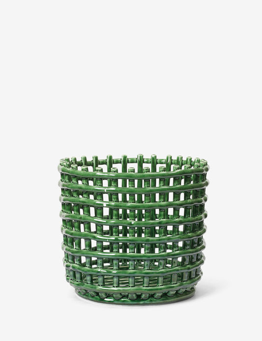 CERAMIC BASKET LARGE GREEN