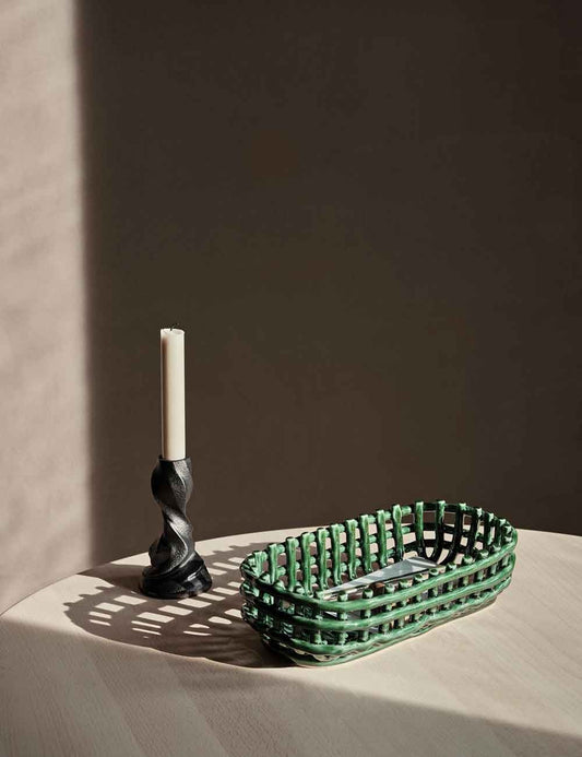 CERAMIC BASKET OVAL GREEN