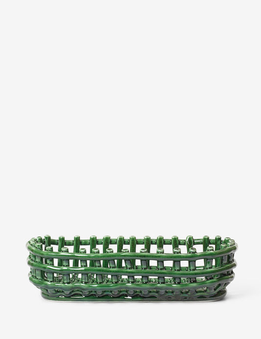 CERAMIC BASKET OVAL GREEN