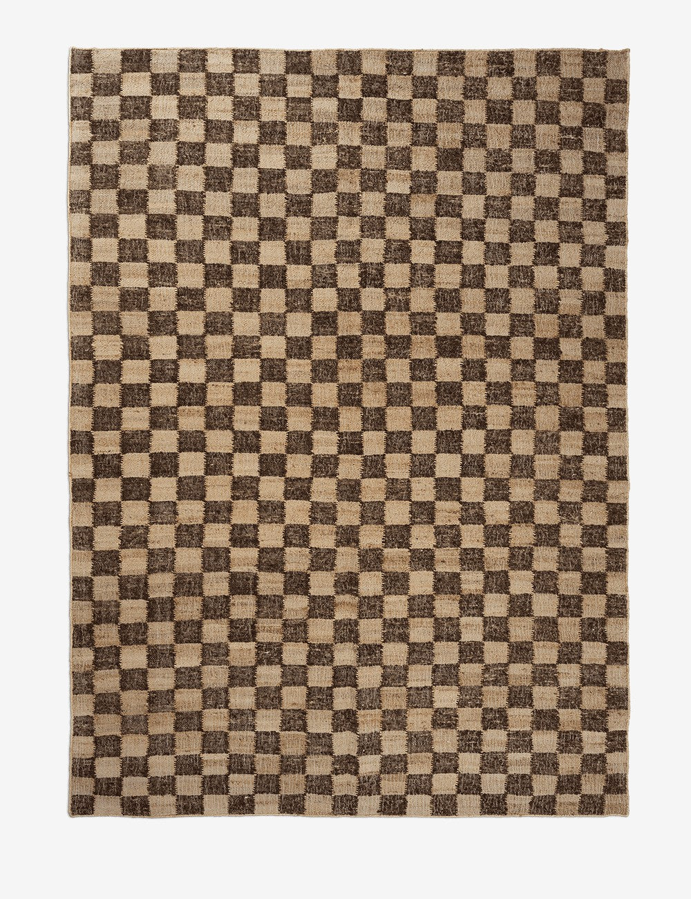 tapis en laine et jute à carreaux