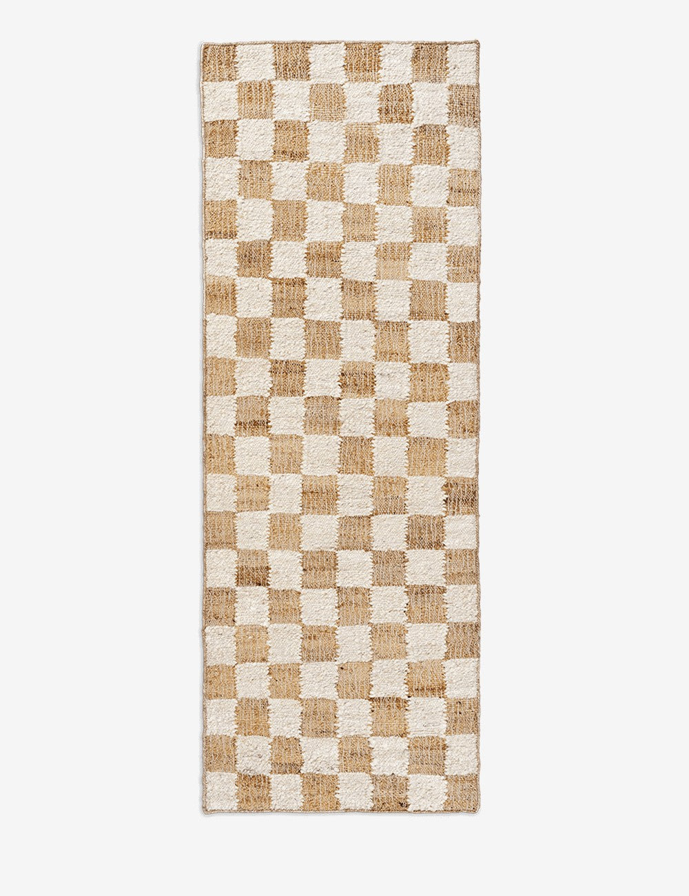 tapis de couloir en laine et jute à carreaux