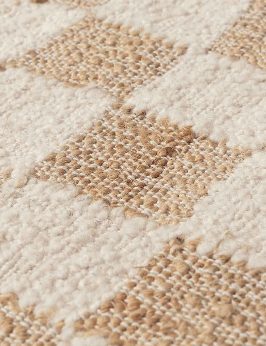 tapis de couloir en laine et jute à carreaux