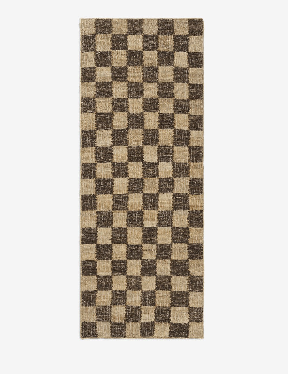 tapis de couloir en laine et jute à carreaux