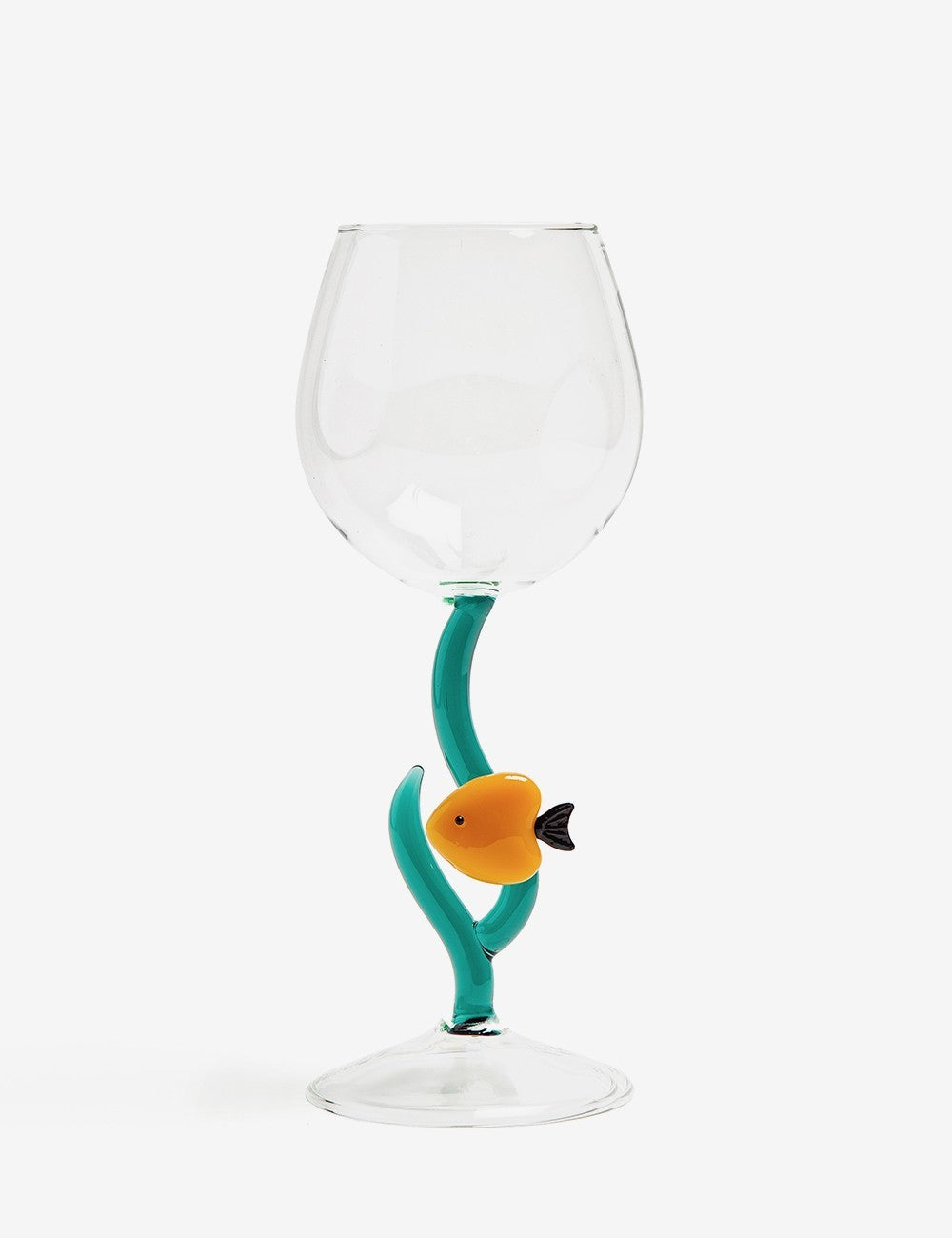STEMMED GLASS YELLOW FISH