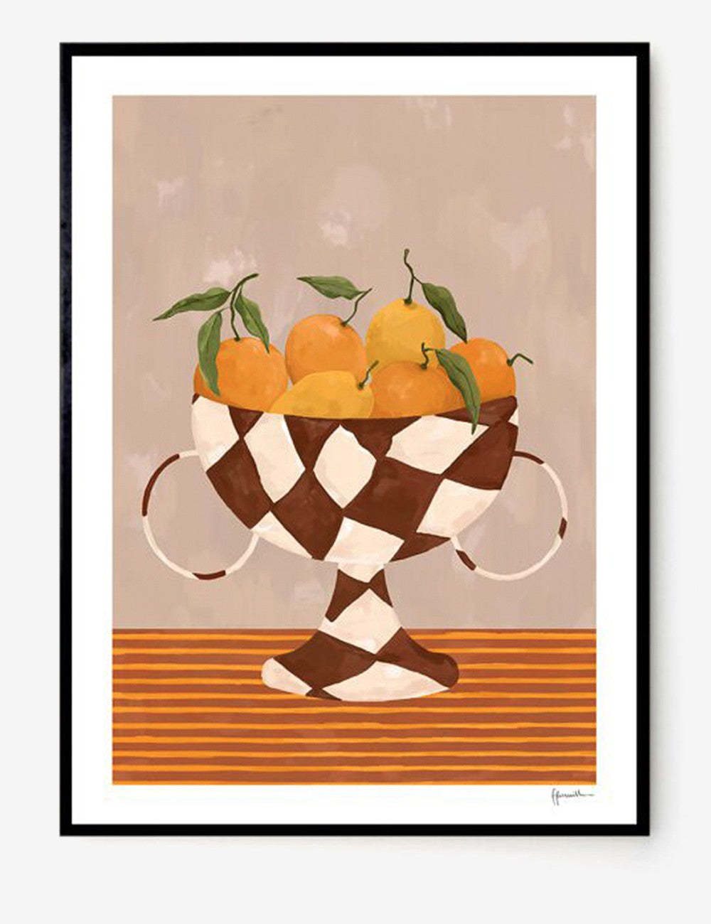 lemon & oranges in checkered vase