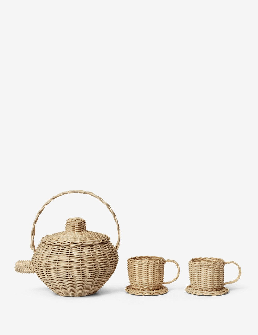 set da tè in rattan