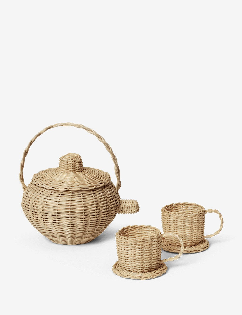 set da tè in rattan